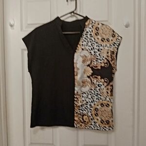 Shein Oriental Style Blouse Women's Size S Black